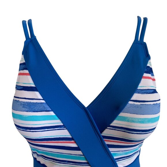 Cabana Life women's size small multi color striped v-neck one piece swimsuit - Picture 6 of 10